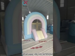 บ้านลมสไลเดอร์คอมโบสายรุ้งสำหรับเด็กเล่นในร่ม พร้อมสไลเดอร์