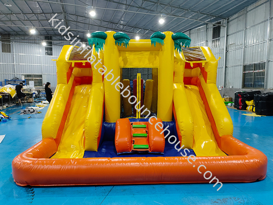 พีวีซี 4x4x3m คอมบอสแบบอัดลม บ้านกระโดดเล็กๆ เด็กปราสาทกระโดดด้วยสไลด์