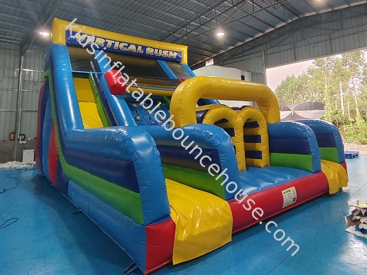 UL Listed Commercial Inflatable Water Slides Vertical Rush Inflatable Obstacle Slide โลโก้ที่กําหนดเอง