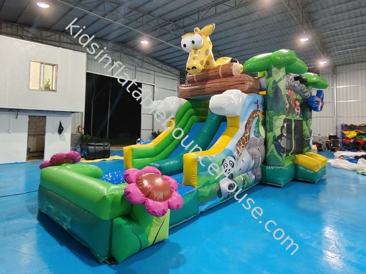 บ้านกระโดดกลางแจ้ง พร้อมสไลด์ สัตว์ป่า ปราสาทกระโดดแบบอัดอัด พร้อมสไลด์ คอมโบ สไลด์คู่ ให้เช่า