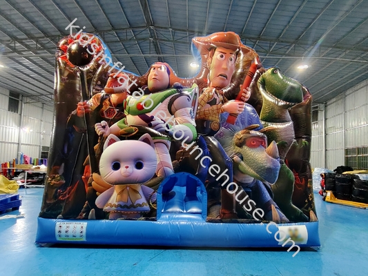 ดีไซน์ใหม่ พิมพ์ดิจิตอล บ้านกระโดดแบบอัดอัด พร้อมสไลด์ Toy Story บ้านกระโดดแบบอัดอัดสําหรับเด็ก