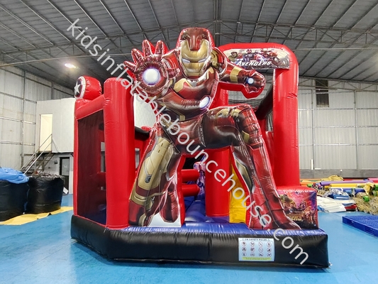 ดีไซน์ใหม่ พิมพ์ดิจิตอล บ้านกระโดดแบบอัดอัด พร้อมสไลด์ มาร์เวล ไอรอนแมน บ้านกระโดดแบบอัดอัดสําหรับเด็ก