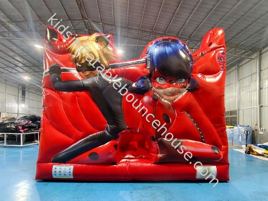การพิมพ์ดิจิตอล บ้านกระโดดแบบอัดอัด พร้อมสไลด์ มหัศจรรย์ Ladybug บ้านกระโดดแบบอัดอัดสําหรับเด็ก