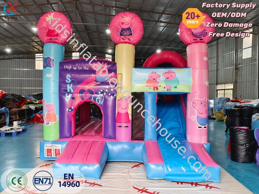 Commercial Peppa Pig Pink Inflatable Bounce House with Slide Combo Castle
