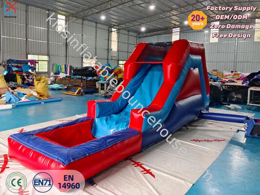 Red & Blue Inflatable Water Slide with Pool Commercial Grade for Kids Parties