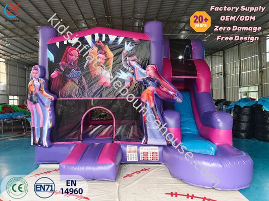 Golden Theme Inflatable Bounce Combo Jumping Castle With Slide For Commercial Rental